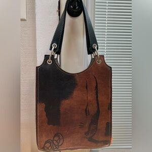 Ransom and Scout Artist Made Silkscreened Italian Leather Bag